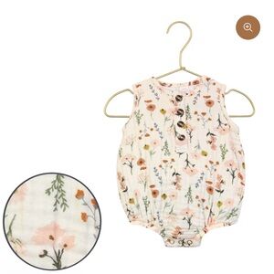 Lou Lou & Company Cloud Muslin Bubble Romper in Rachel 3-6 mo